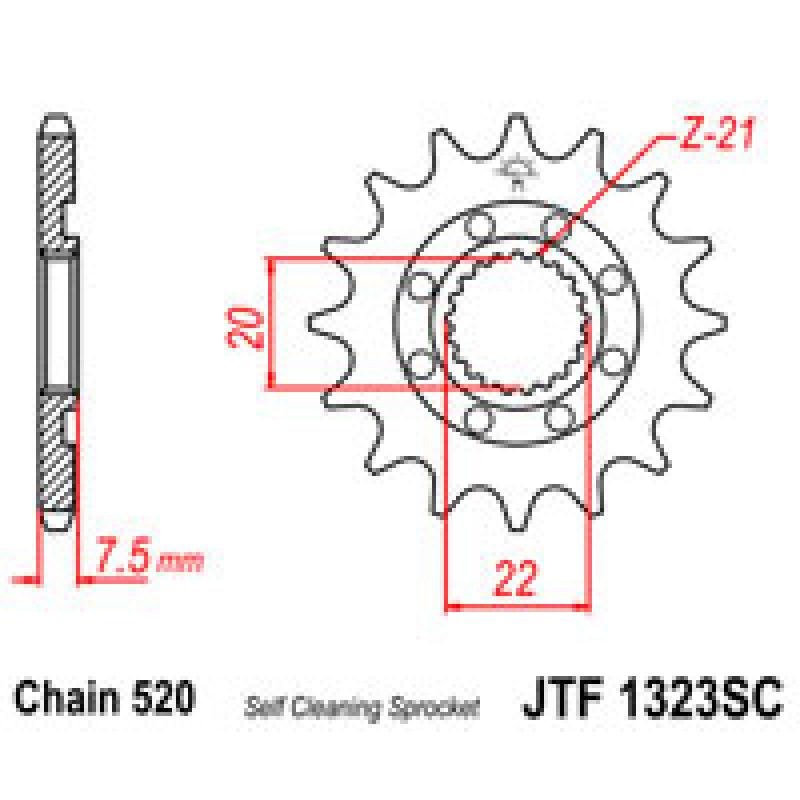 Купить Звездочка передняя JT Sprockets (шаг 520 ) JT JTF1323SC
